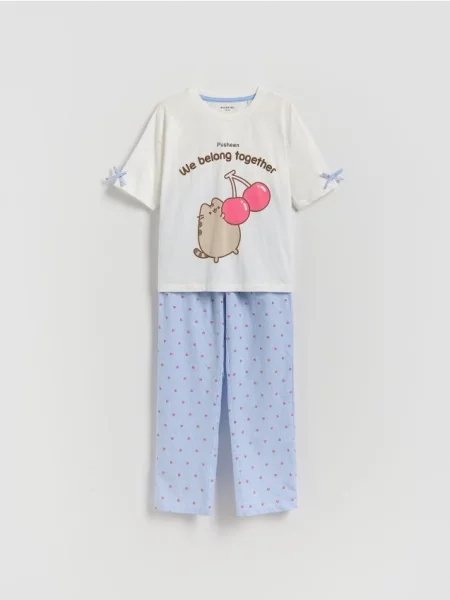 Reserved Піжамний комплект Pusheen кремовий 