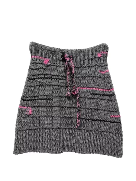 Fustă Prada tricotate chunky cu cordon gri