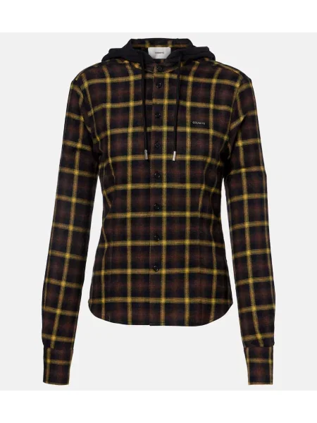 Top Coperni w kratkę z kapturem brązowy