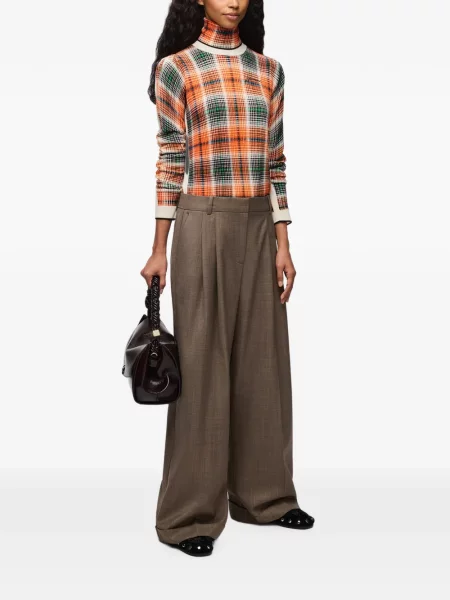 Pantaloni Ganni de lână maro