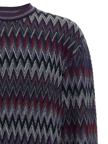 Pulover Missoni cu decolteu rotund albastru