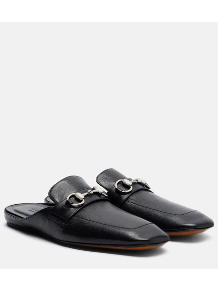 Papuci tip mules Gucci din piele negru