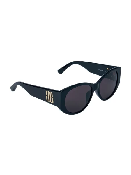 Lniane okulary przeciwsłoneczne Balenciaga z logo czarne