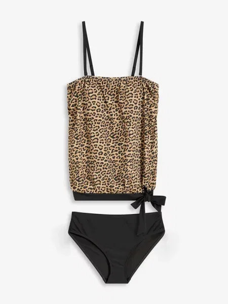Tankini oversize ze zdejmowanymi ramiączkami 2 części beżowy