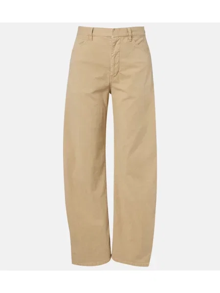 Pantaloni Nili Lotan din țesătură twill bej