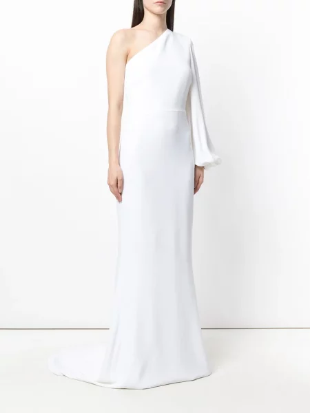 Rochie maxi Stella Mccartney cu un umăr gol lungă de costum alb