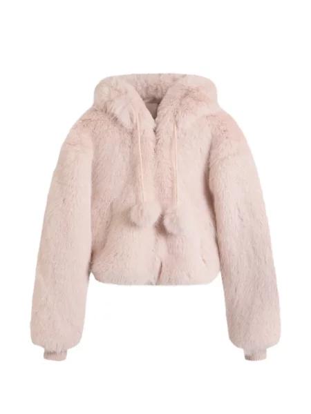 Geacă Juicy Couture cu glugă cu blană roz