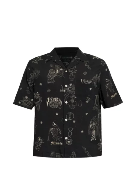 Grafic cămașă Allsaints cu imagine negru