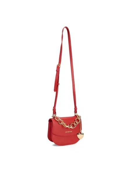 Torebka Love Moschino skórzana w serca czerwona