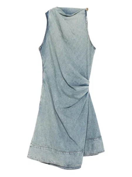 Sukienka midi Alexander Mcqueen bez rękawów drapowana do kolan niebieska