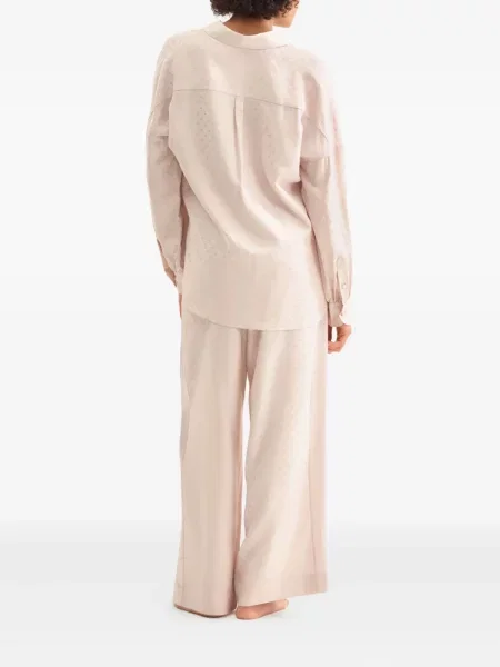 Pantaloni Eres cu imprimeu geometric plisate roz