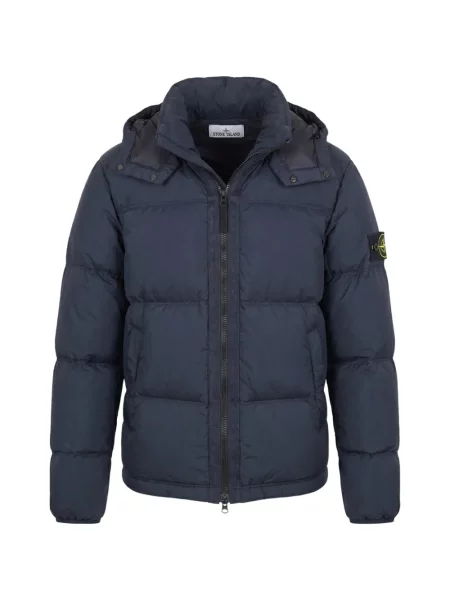 Geacă Stone Island cu glugă cu strasuri albastru