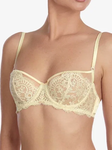 Кружевной бюстгальтер с мягкой чашкой жовтий