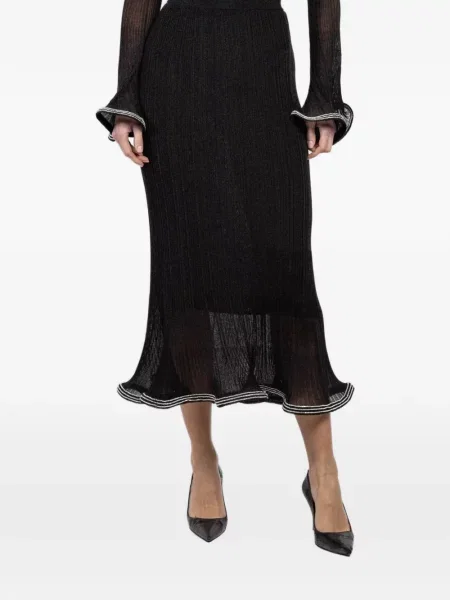 Fustă midi Simkhai cu volane până la genunchi negru