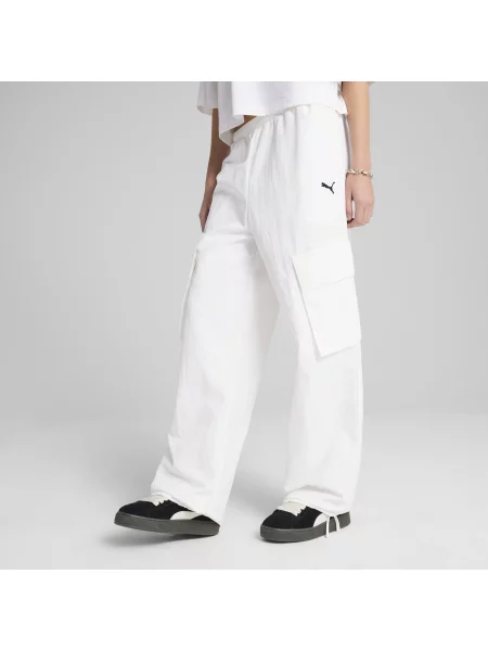 PUMA tkane spodnie cargo WARDROBE ESS o luźnym kroju Odzież L biały
