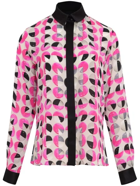 Cămașă Gloria Coelho de mătase cu imagine roz
