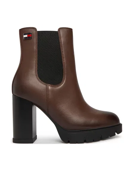Magassarkú csizma Tommy Jeans barna