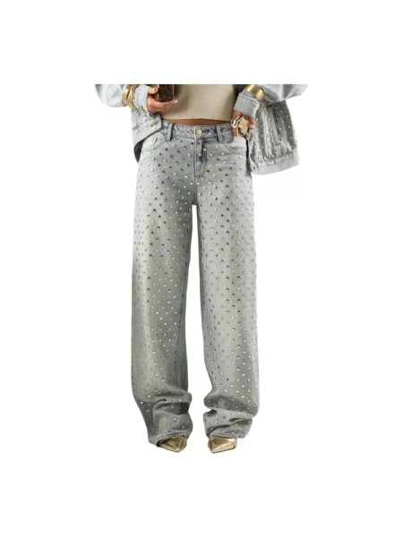 Szerokie jeansy Armani Exchange z ćwiekami niebieskie