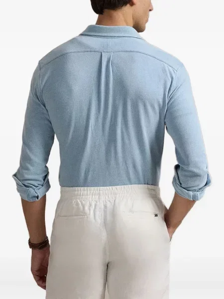 Dzianinowe haftowane sneakersy Polo Ralph Lauren garniturowe niebieskie