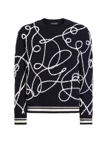 Pulover Dolce & Gabbana cu broderie de lână negru