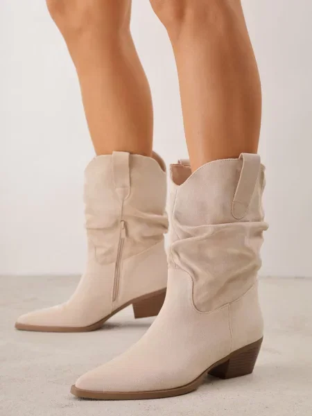 Botine Ideal cu toc conic conici bej