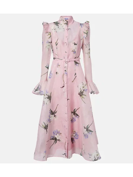 Rochie midi Leo Lin de in cu model floral roz