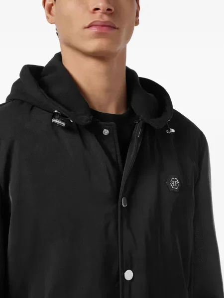 Geanta de piele Philipp Plein cu glugă negru