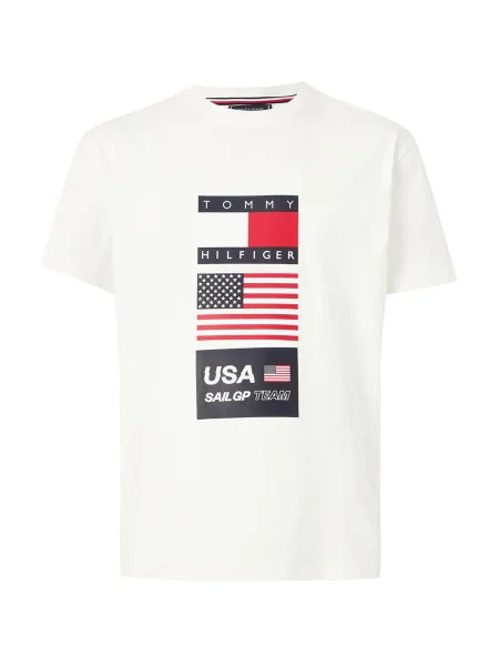 TOMMY HILFIGER Tricou SAILGP albastru marin / roșu cireș lână alb