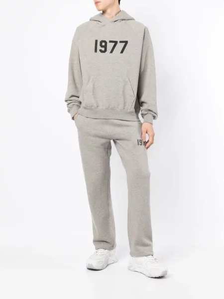 Суичър с качулка Fear Of God Essentials с принт сиво