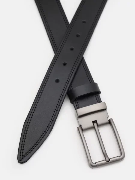 Кожаный ремень Borsa Leather с ремешками черный