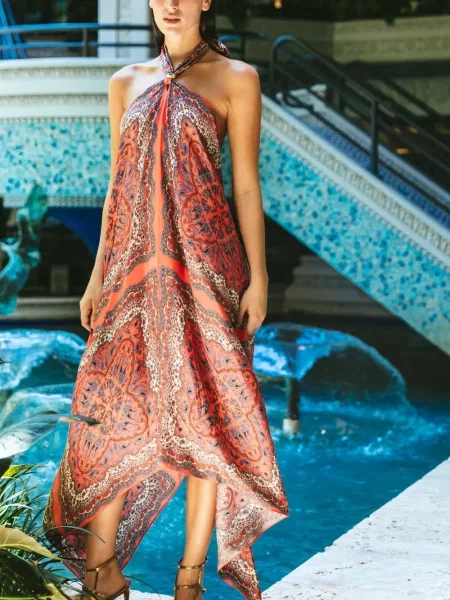 Rochie Cara Cara cu model paisley de costum roșu