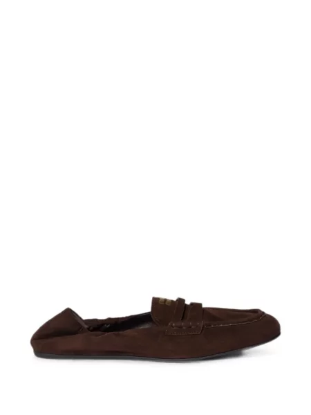 Pantofi loafer Miu Miu din piele de căprioară maro