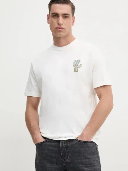 PS Paul Smith tricou din cu imprimeu bej