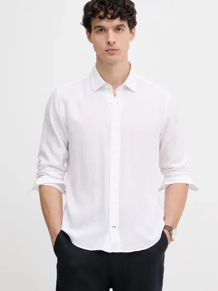 Joop! srajca z dodatkom lanu bela