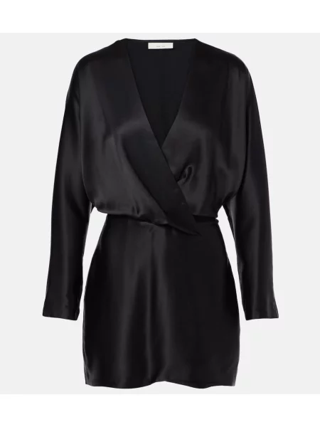 Satenast ovijalna obleka The Sei na preklop črna