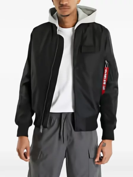 Geacă bomber Alpha Industries cu glugă negru