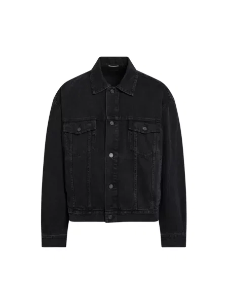Kurtka jeansowa Saint Laurent z paskiem czarna