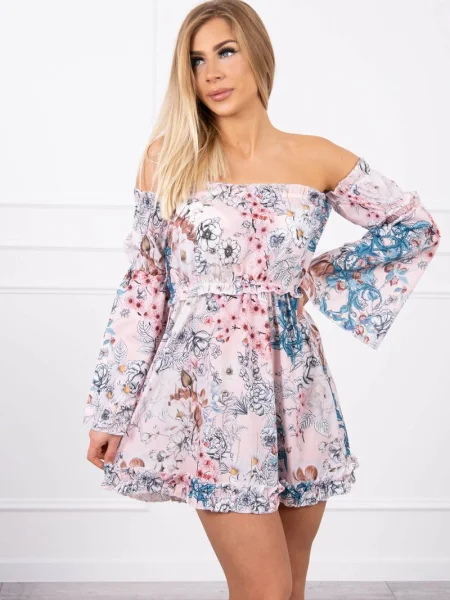 Rochie Kesi cu model floral de costum roz