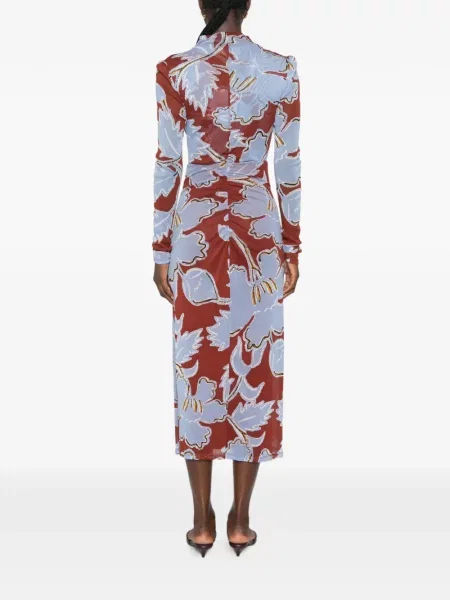 Gėlėta raštuota midi suknelė Dvf Diane Von Furstenberg ruda