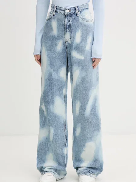 Tommy Jeans blugi wide leg pentru femei albastru