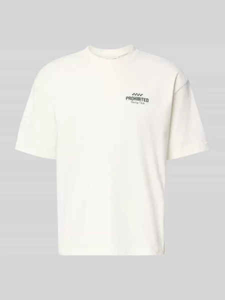 T-shirt o kroju regular fit z czystej bawełny model IN A RUSH' Prohibited biała