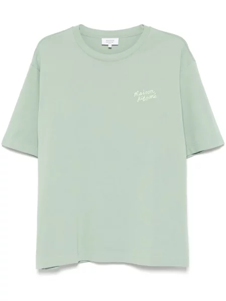 Tričko Maison Kitsuné s výšivkou zelené