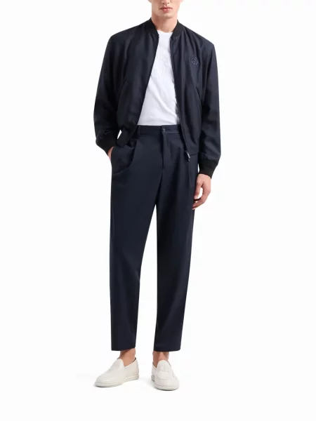 Siuvinėtas kašmyro striukė Giorgio Armani mėlyna