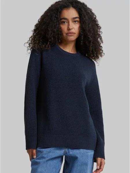 Dzianinowy sweter Urban Classics prążkowany granatowy