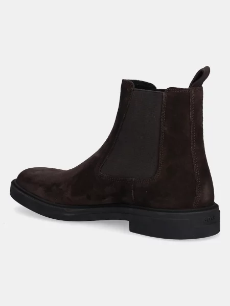 BOSS botine din piele întoarsă maro Calev negru