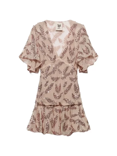 Mała sukienka mini Aniye By z dekoltem w serek garniturowa różowa