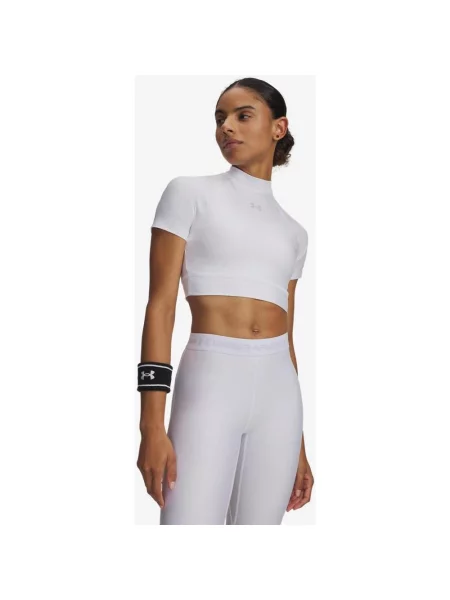 Koszulka Under Armour HeatGear Crop Mock krótki rękaw XS biała
