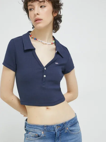 Koszulka Tommy Jeans z krótkim rękawem niebieska