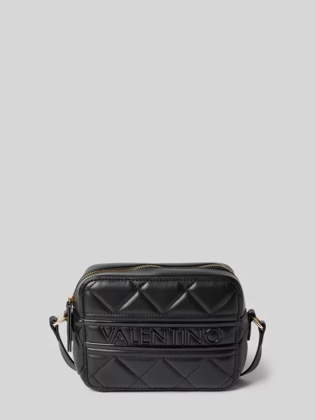 Lniana torebka crossbody Valentino z nadrukiem czarna