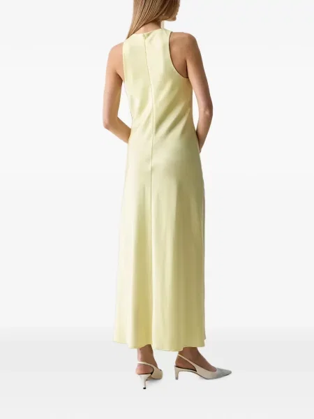 Rochie maxi Gestuz din satin fără mâneci galben